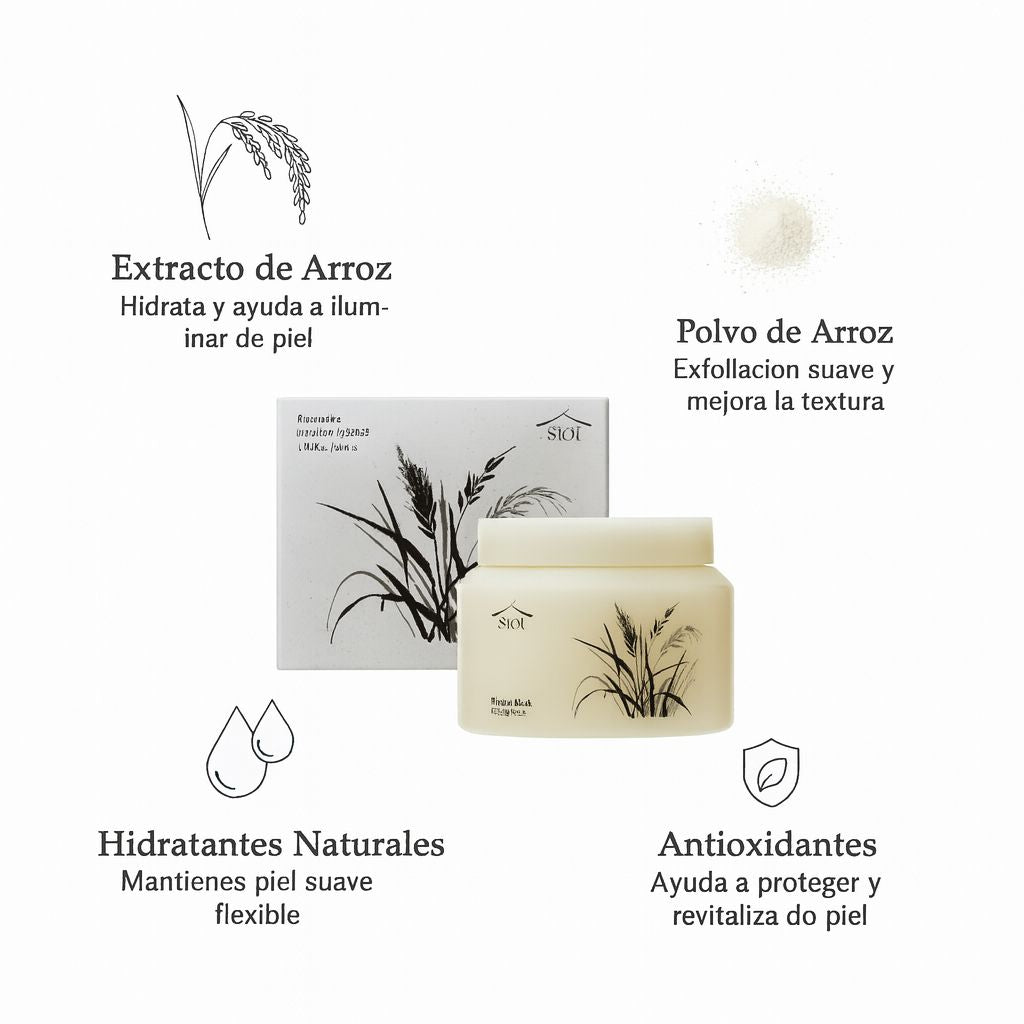 SIOT Rice Mask - Mascarilla para una piel más clara, suave y uniforme ...