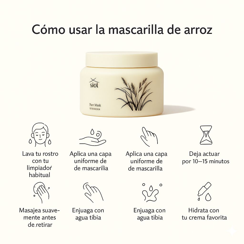 SIOT Rice Mask - Mascarilla para una piel más clara, suave y uniforme ...