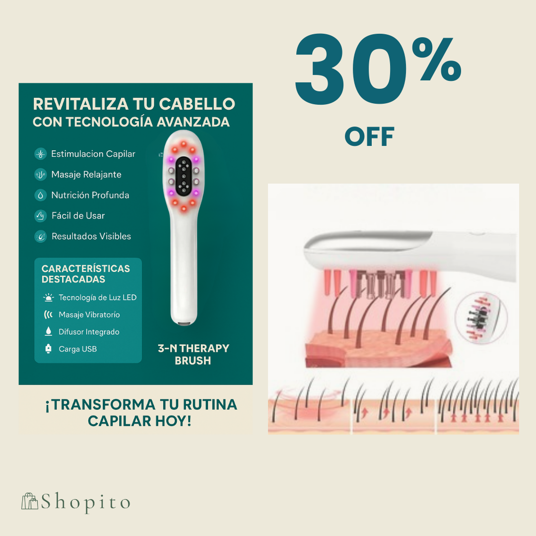 Cepillo Terapéutico Capilar 3 en 1 – Estimula, Nutre y Relaja tu Cabello