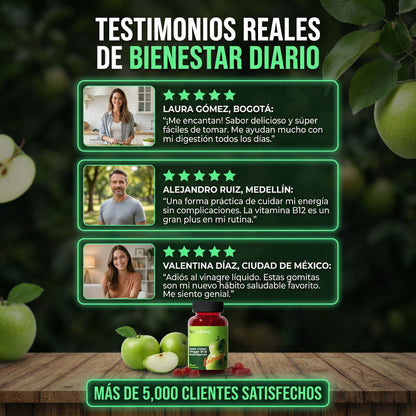 NEWELLME Apple Cider Vinegar B12 Gummies - Bienestar diario en una gomita fácil de tomar