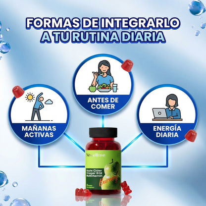 NEWELLME Apple Cider Vinegar B12 Gummies - Bienestar diario en una gomita fácil de tomar