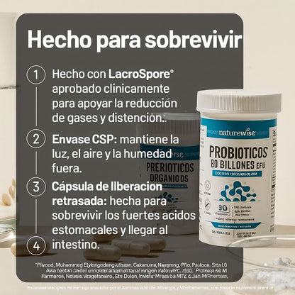 60 Billion Probiotic - Equilibra tu intestino y siente alivio real cada día